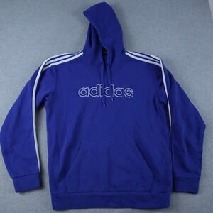 Adidas Hoodie Mens Medium Activewear Pullover Fleece Sweatshirt Blue Long Sleeve